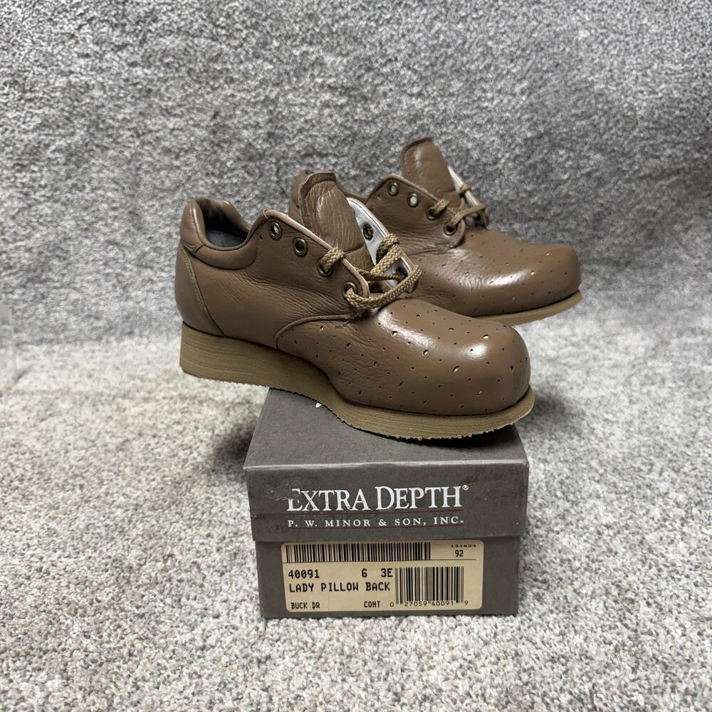 P.W. Minor Lady Pillow Back Shoes Womens 6 3E Brown Extra Depth Comfort 40091